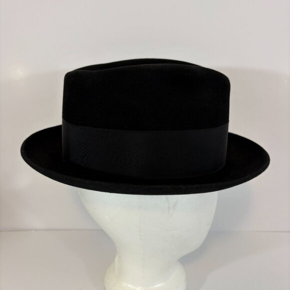 Vintage Bradford Ltd Black Wool Felt Fedora 7-1/8 - Picture 4 of 10